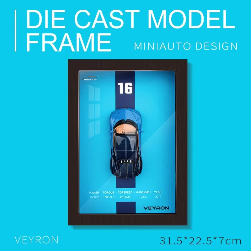 Miniauto 1: 32 Car 3D Stereo Wall Painting Box Model Ornaments Collection Gift Home Decoration Simulation Photo Frame